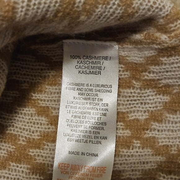 CRUSH. XL 100% Cashmere Cropped Cowl Neck Diamond Patterned Sweater NWT - Picture 4 of 7